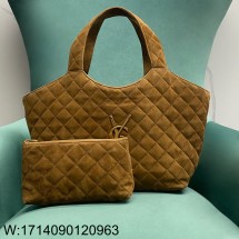 Pomegrante 생로랑퀼팅 스웨이드 소재 ICARE 미디엄백 브라운 858191 30*15cm