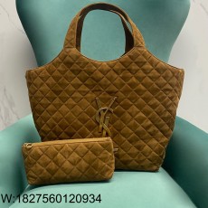 Pomegrante 생로랑퀼팅 스웨이드 소재 ICARE 쇼퍼백 브라운 698651 38*8*43cm