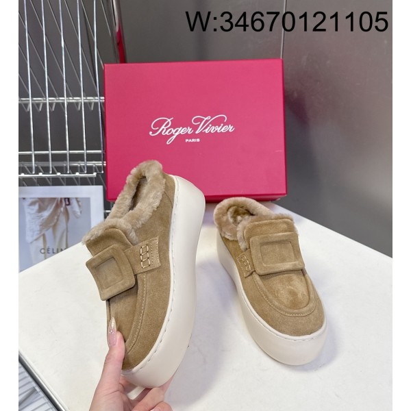 [AN3] 로로피아나 털 로퍼 슬리버 카키 5cm 