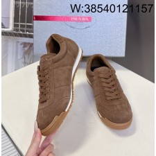 [AN3] 프라다 커플 삼각로고 스웨이드 스니커즈 브라운