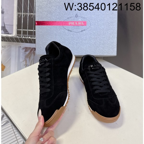 [AN3] 프라다 커플 삼각로고 스웨이드 스니커즈 블랙