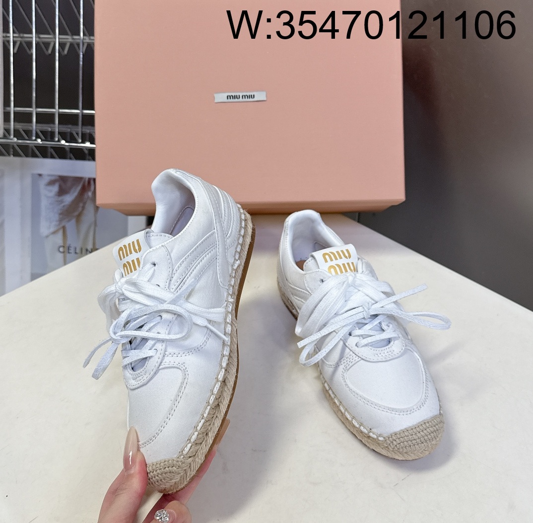 [AN3] 미우미우 캐쥬얼 패브릭 스니커즈 화이트