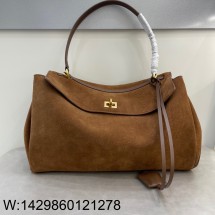 [dxg] 발렌시아가 로데오 핸드백 미디움 브라운 35cm 스웨이드 골드 장식