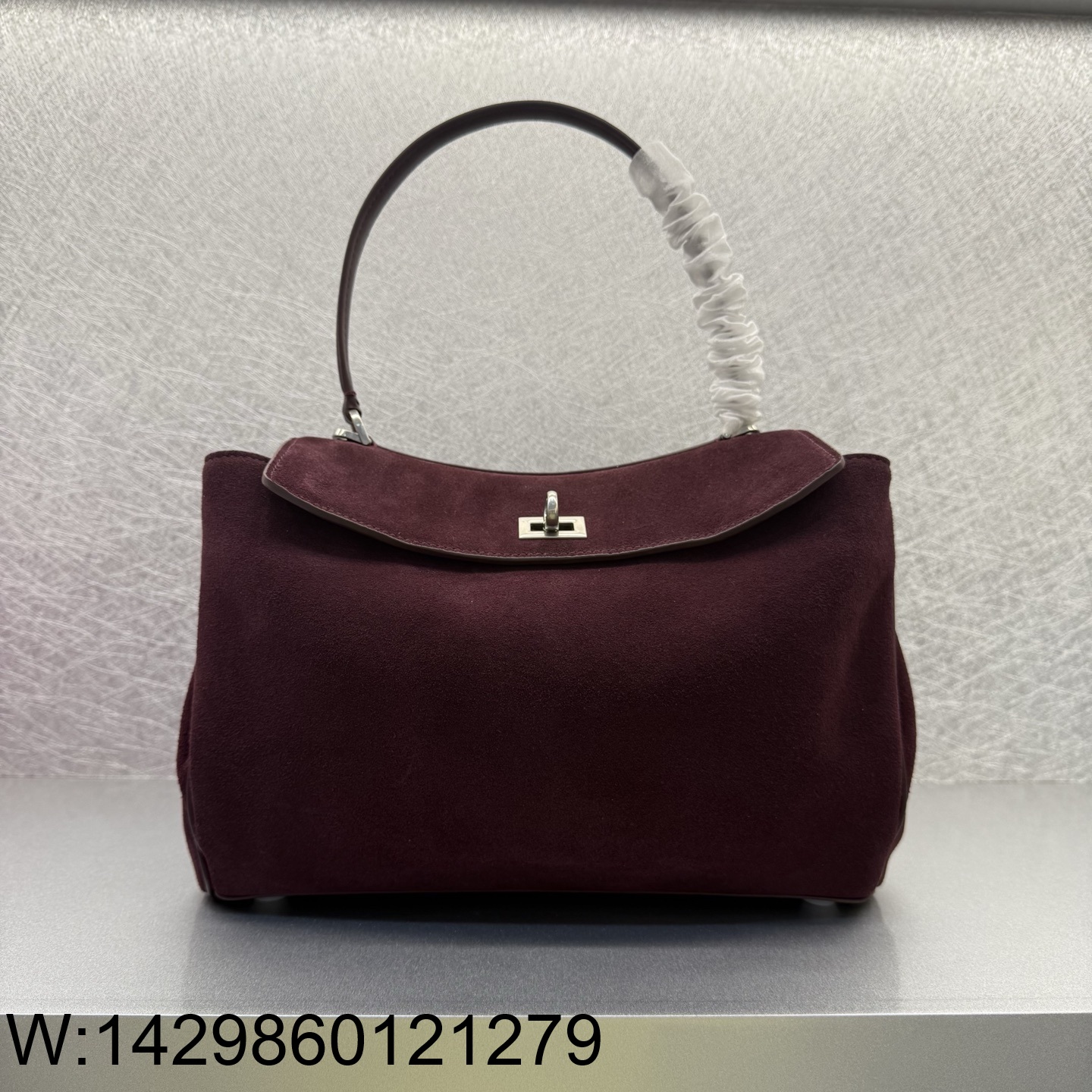 [dxg] 발렌시아가 로데오 핸드백 미디움 와인 35cm 스웨이드 실버 장식