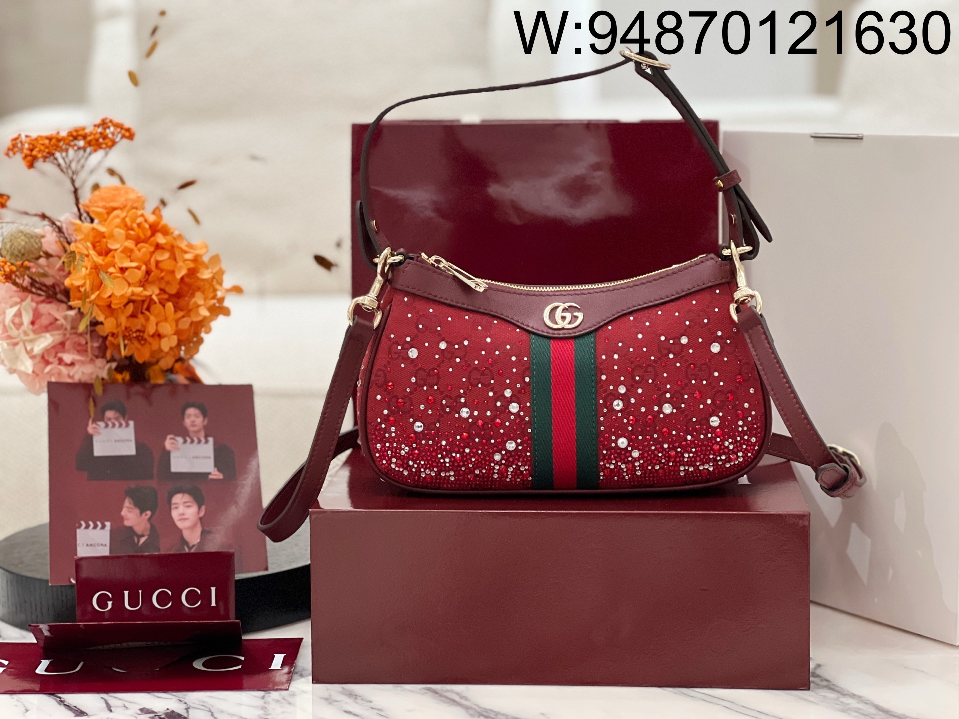 [JHL] 구찌 오피디아 크리스털 스몰 숄더백 841341 26*15*6.5cm 레드