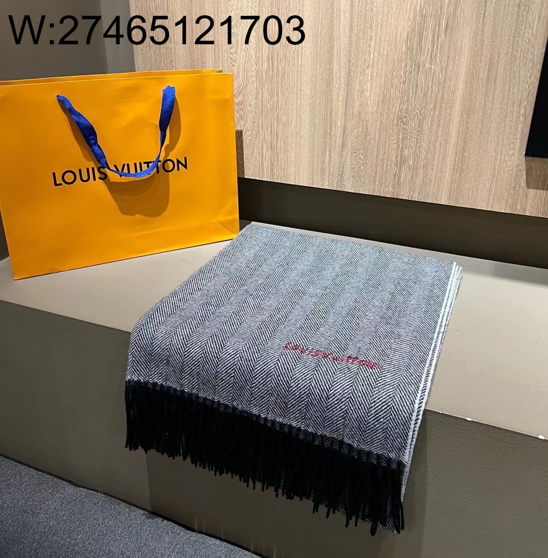 AGG 루이비통 그레이 스트라이프 스카프 머플러 200*70cm 양털