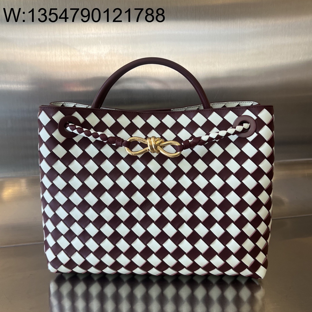 징 팩토리 보테가베네타 미디엄 안디아모 배색 화이트 와인 777527 32.5*24*12cm