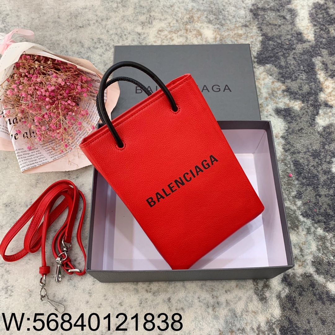 [dxg] 발렌시아가 로고 미니 폰홀더 토트백 겸 숄더백 크로스백 16*20*6cm 레드