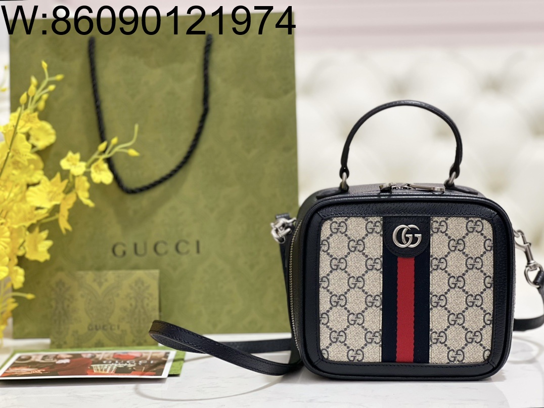 [JHL] 구찌 오피디아 GG 미니 탑 핸들 백 베이지 블루 GG 슈프림 772157 17*16.5*9.5cm