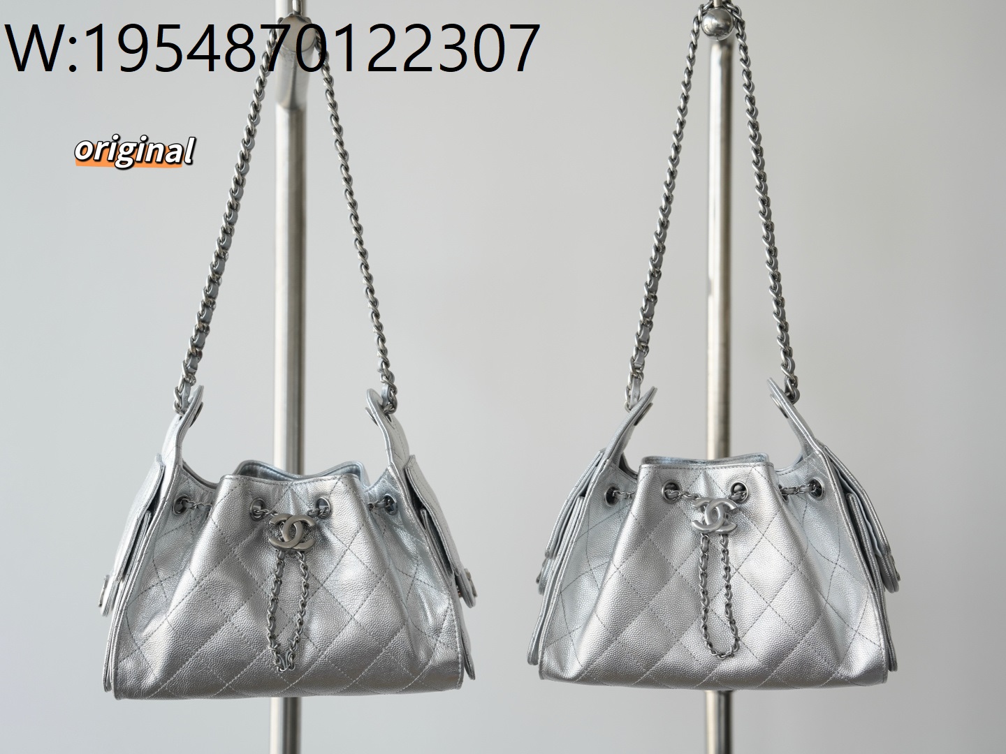 [LP공장] 샤넬 25 미니 핸드백 그레인드 카프스킨 실버 메탈 실버 20*22*12.5cm
