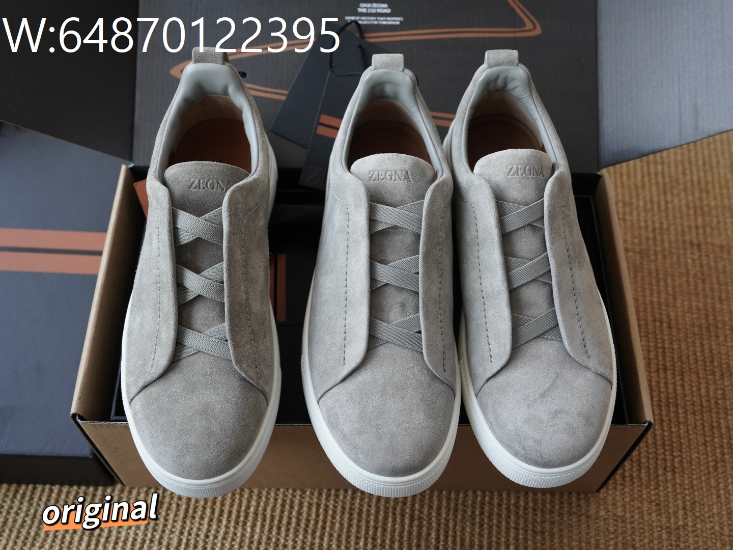 [LP공장] 제냐 스웨이드 트리플 스티치 스니커즈 그레이