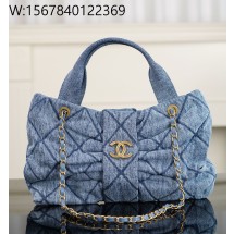 [JD] 샤넬 맥시 보우 백 워시드 데님 골드 메탈 블루 29*38*5cm