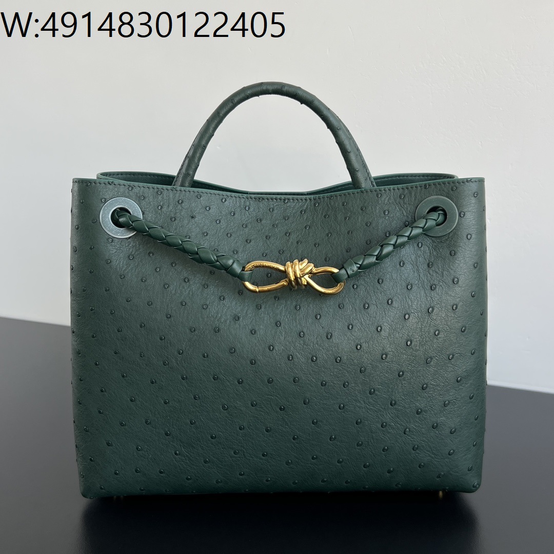 징 팩토리 보테가베네타 미디엄 안디아모 흑녹색 817805 32*24*12cm 타조가죽