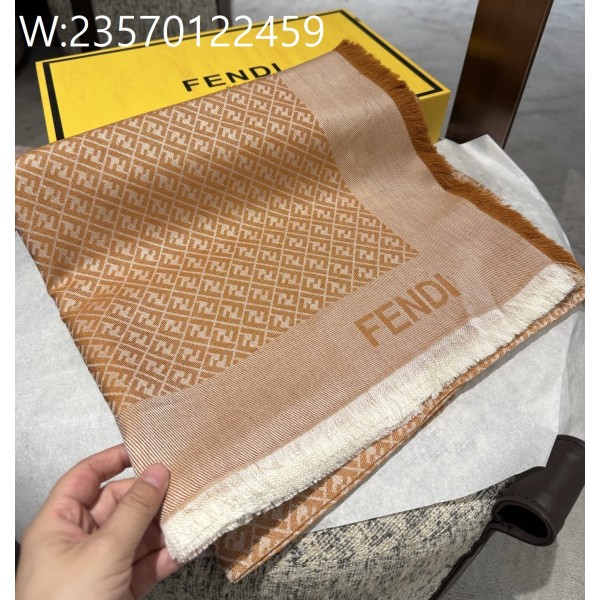 AGG 펜디 FF로고 스퀘어 태슬 스카프 오랜지 140*140cm