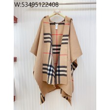 AGG 버버리 블루 승마 자수 체크 케이프 베이지