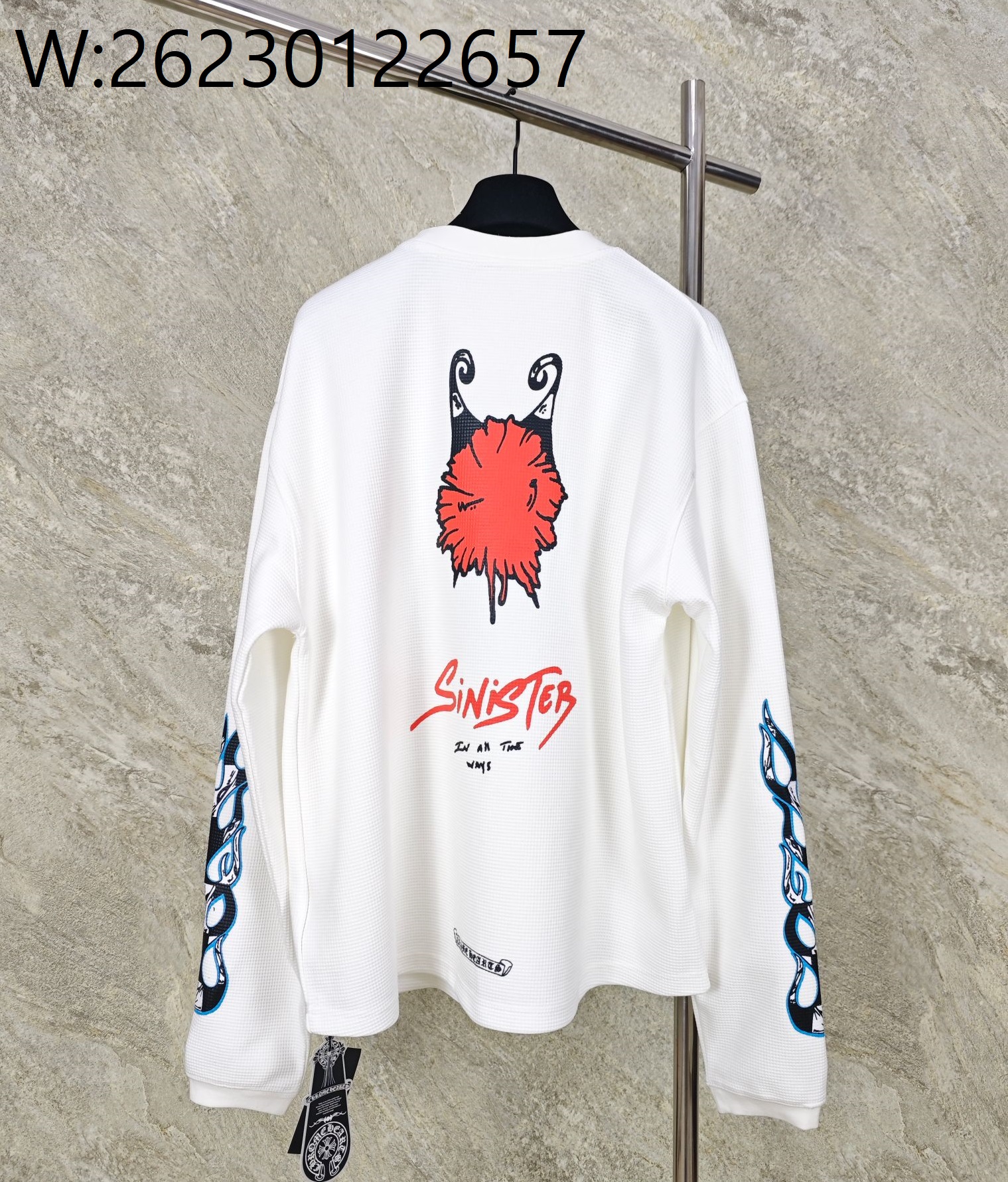 GTR공장 크롬하츠 매티 프린트 보이 와플 긴팔티 화이트