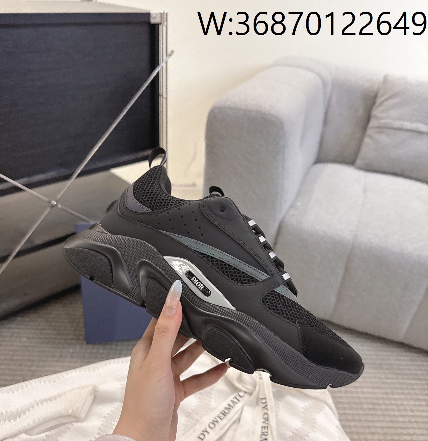[327] 디올 B22 스니커즈 테크니컬 메쉬 스무스 카프스킨 블랙 남성용 4cm