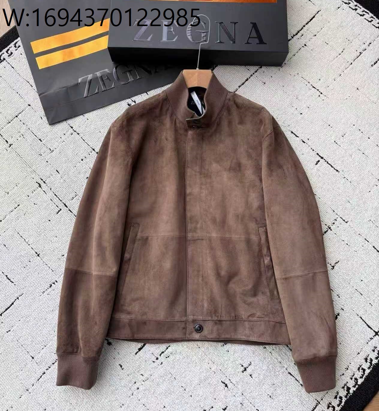 AGG 제냐 양가죽 스웨이드 자켓 브라운