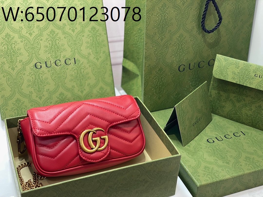 [JHL] 구찌 GG 마몽 마틀라세 슈퍼 미니백 레드 476433 16.5cm