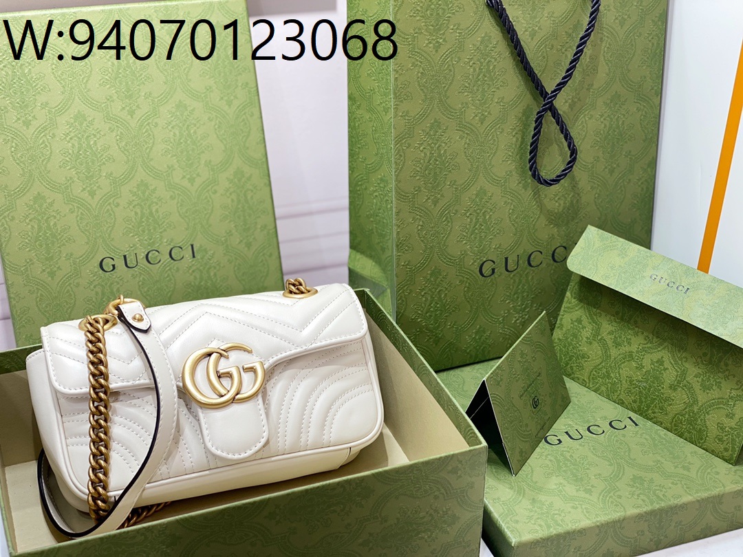 [JHL] 구찌 마몽 마틀라세 레더 체인 숄더백 446744 22*13*6cm 화이트