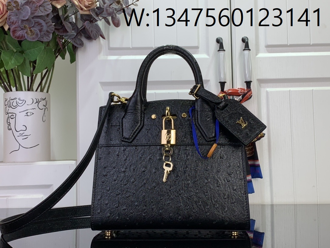 [88factory] 루이비통 LV 시티 스티머 미니백 M85454 21*20*11cm 블랙 타조무늬