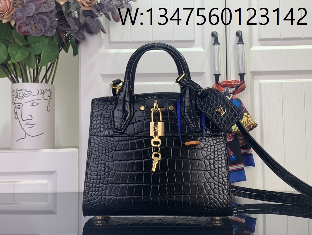 [88factory] 루이비통 LV 시티 스티머 미니백 M95846 21*20*11cm 블랙 악어무늬
