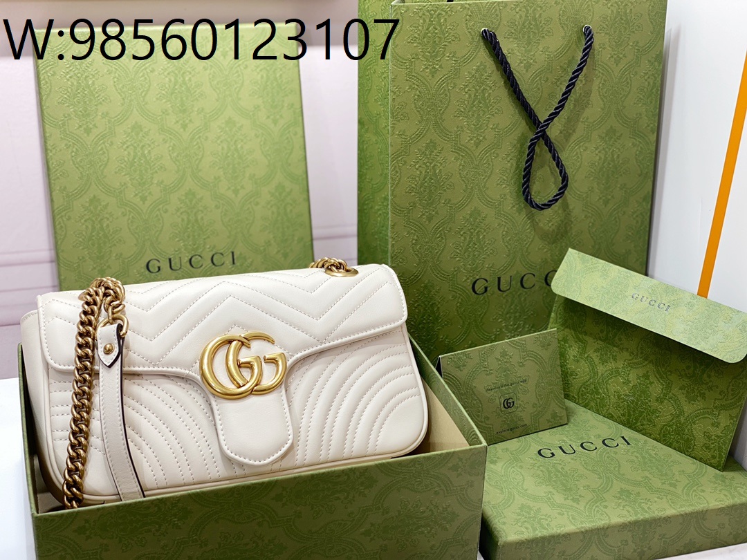 [JHL] 구찌 GG 마몽 마틀라세 숄더백 443497 26*15*7cm 화이트