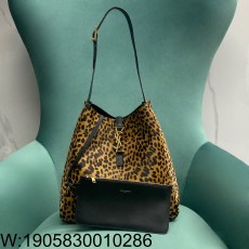 Pomegrante 생로랑 르 5 A 7 서플 라지 포니 헤어 레더 베이지 블랙 753837 30*13*31cm