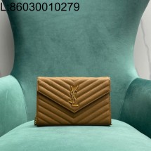 Pomegrante 생로랑 그랑 드 뿌드르 가죽 소재 CASSANDER 클래식 체인 지갑 377828 22.5*4*14cm 라이트 브라운