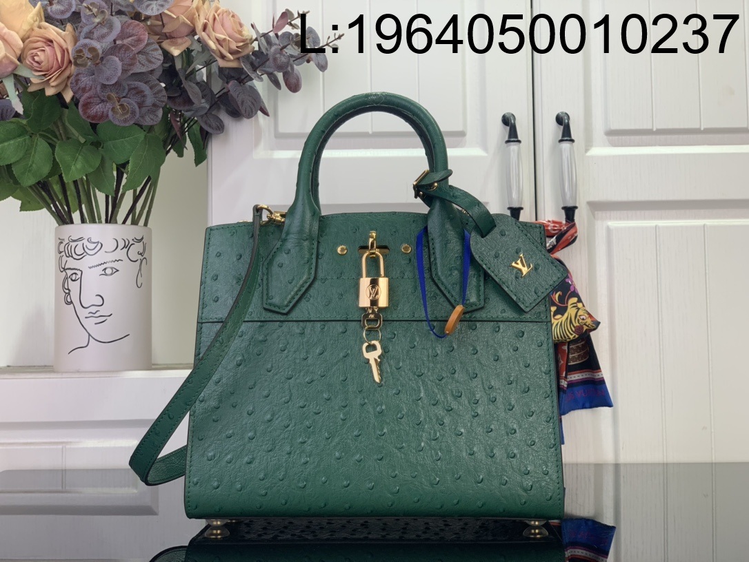 [88factory] 루이비통 LV 시티 스티머 MM백 M84079 27*23*13cm 초록색 타조무늬