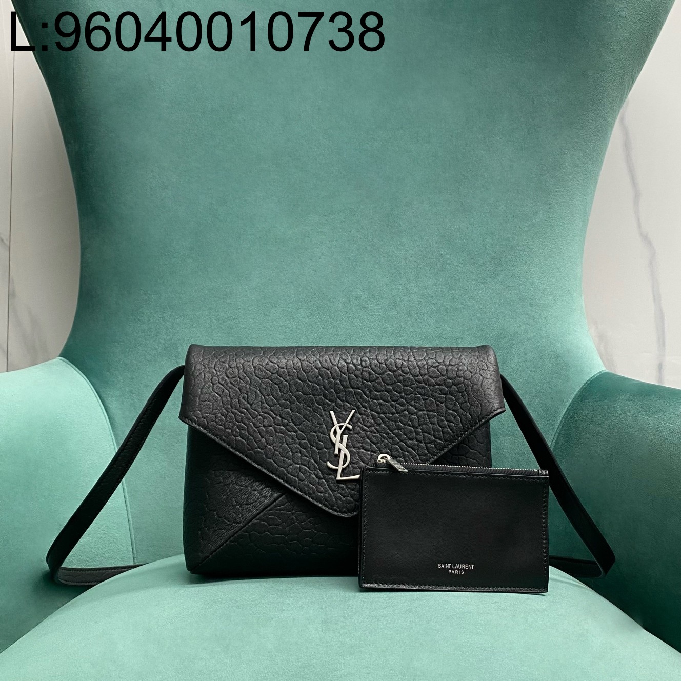 Pomegrante 생로랑 엔벨로프 스트랩 파우치 블랙 801490 22*6*17cm