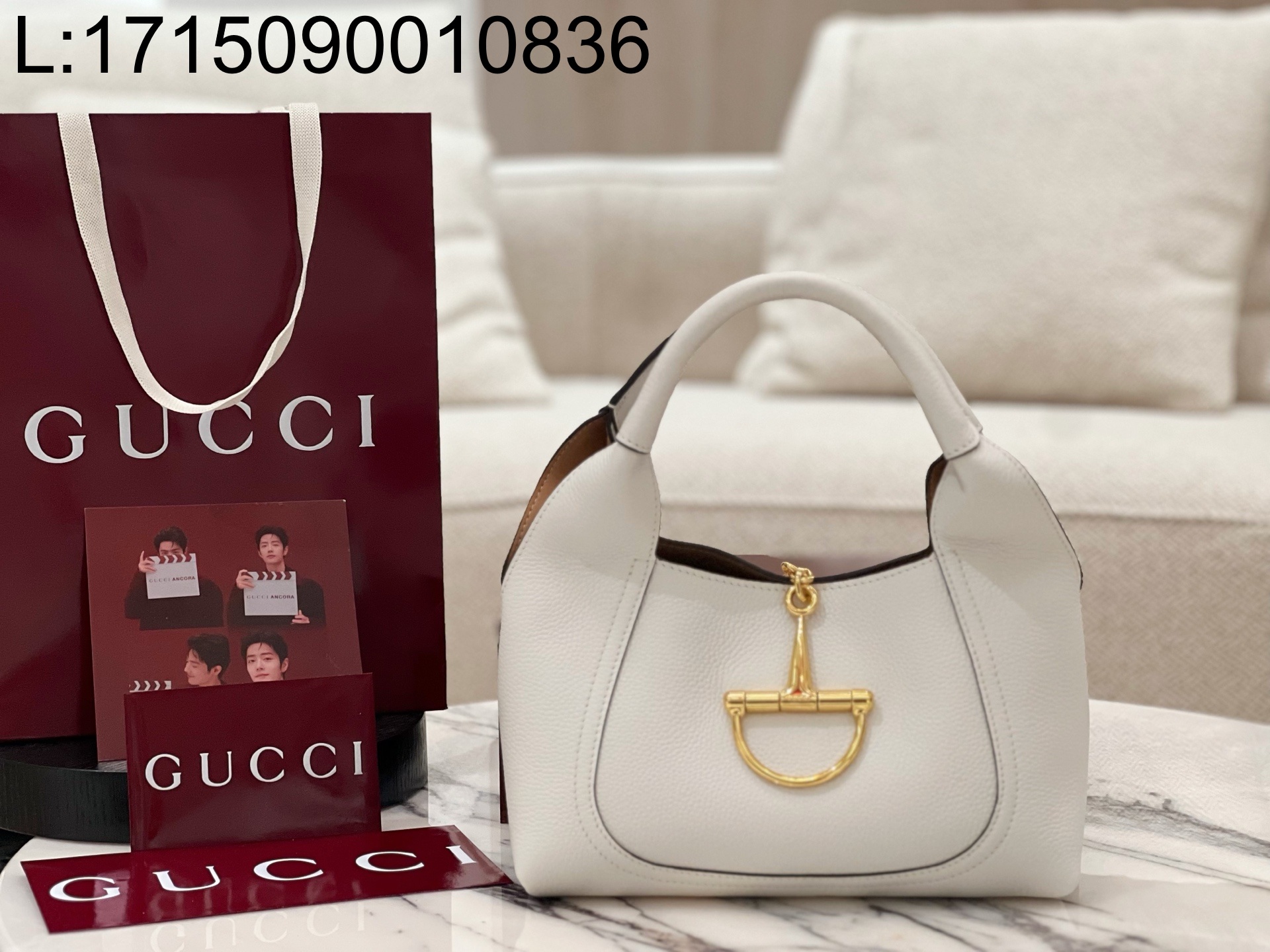 [JHL] 구구찌 소프트빗 미디움 탑 핸들 백 화이트 837467 27.5*21*6cm