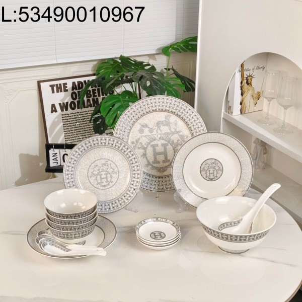 AGG 에르메스 H 모자이크 식기 세트 라이트 그레이 22개