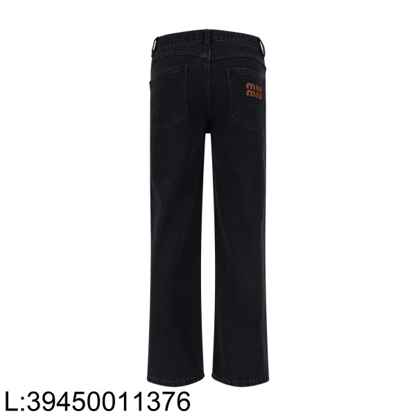 [잔디집2] 미우미우 뒷면 포켓 모노그램 워싱 청바지 블랙