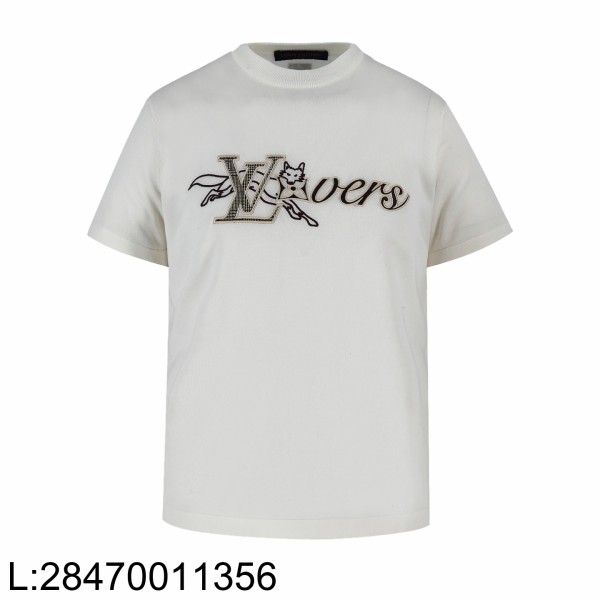 [잔디집2] 루이비통 여우 LV 자수 니트 반팔티 화이트