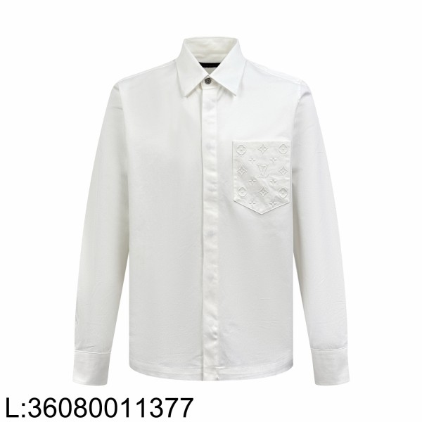 [잔디집2] 루이비통 엠보스드 포켓 롱 슬리브드 긴팔 셔츠 1AJCAI 화이트