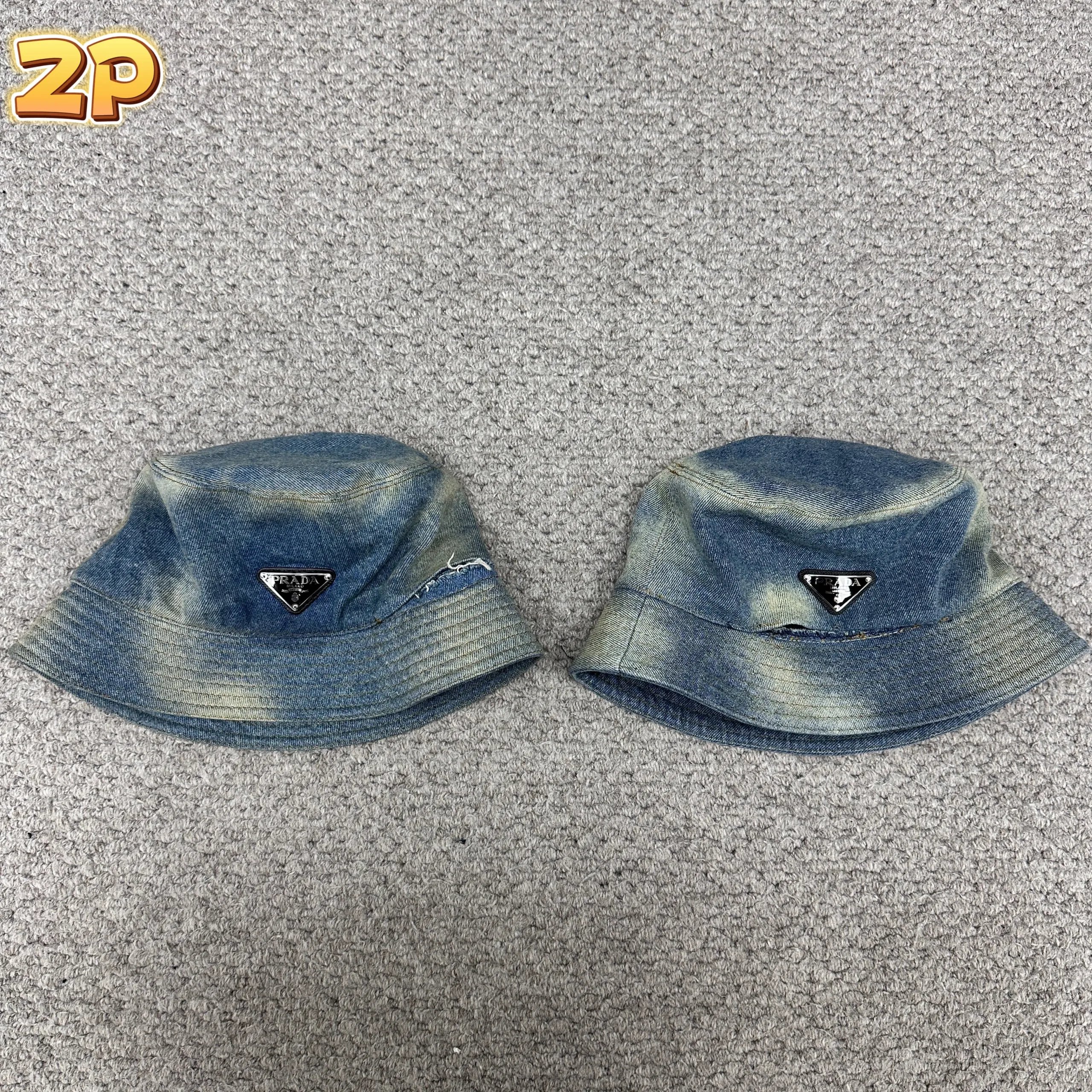 [윌리엄셀러] 프라다 워싱 버킷햇 모자 블루 웨이디안 주소 