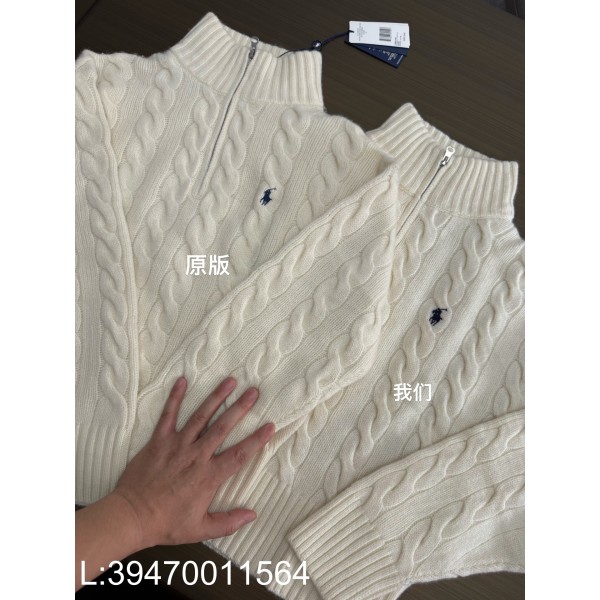 [ZZB] 폴로 랄프로렌 Ralph Lauren 자카드 순색 반지퍼 니트 베이지