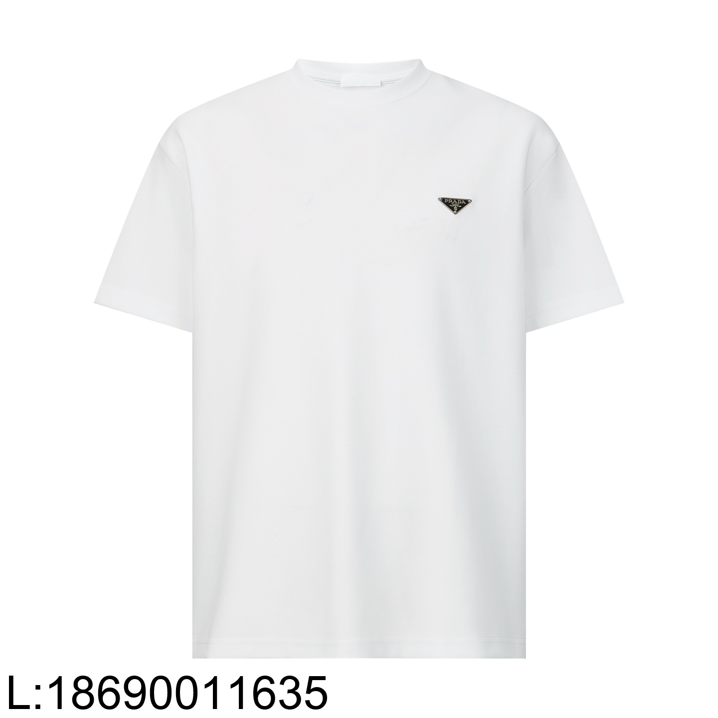 [잔디집2] 프라다 메탈 삼각로고 순색 반팔티 화이트