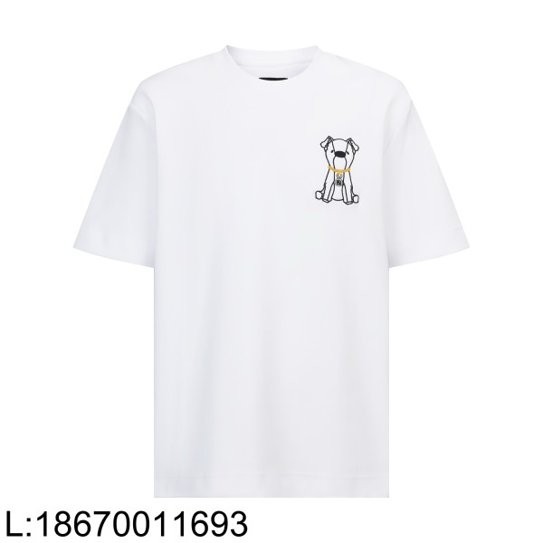 [잔디집2] 펜디 강아지 자수 단색 반팔티 화이트