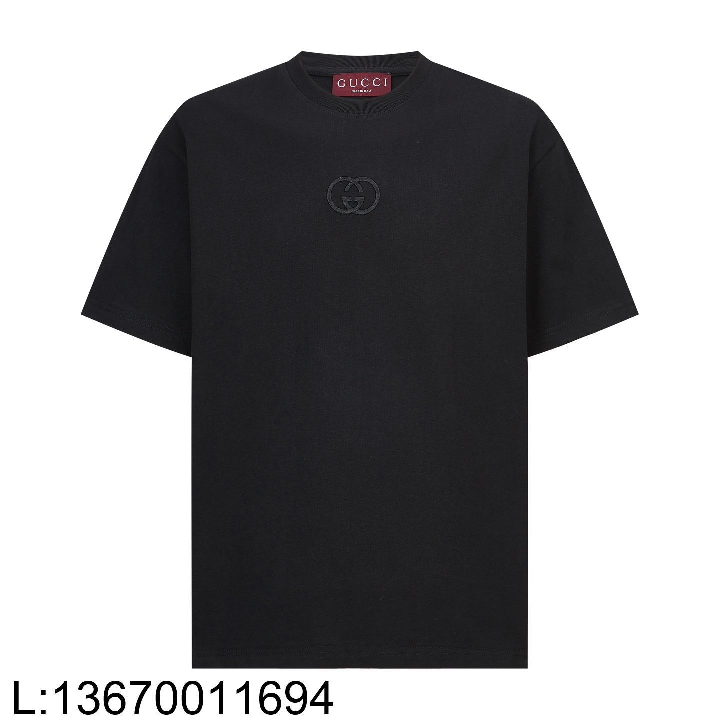 [잔디집2] 구찌 GG 인터로킹 자수 코튼 저지 반팔티 블랙