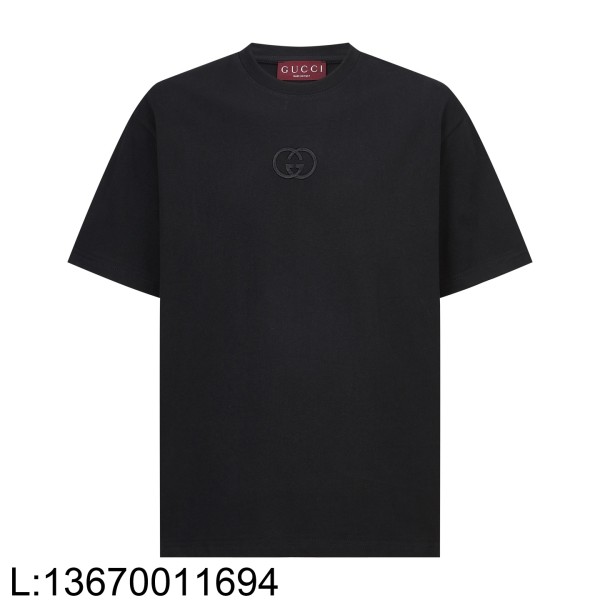 [잔디집2] 구찌 GG 인터로킹 자수 코튼 저지 반팔티 블랙