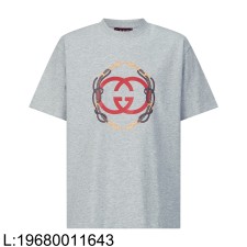 [잔디집2] 구찌 프린트 디테일의 코튼 저지 스웨트셔츠 반팔티 그레이