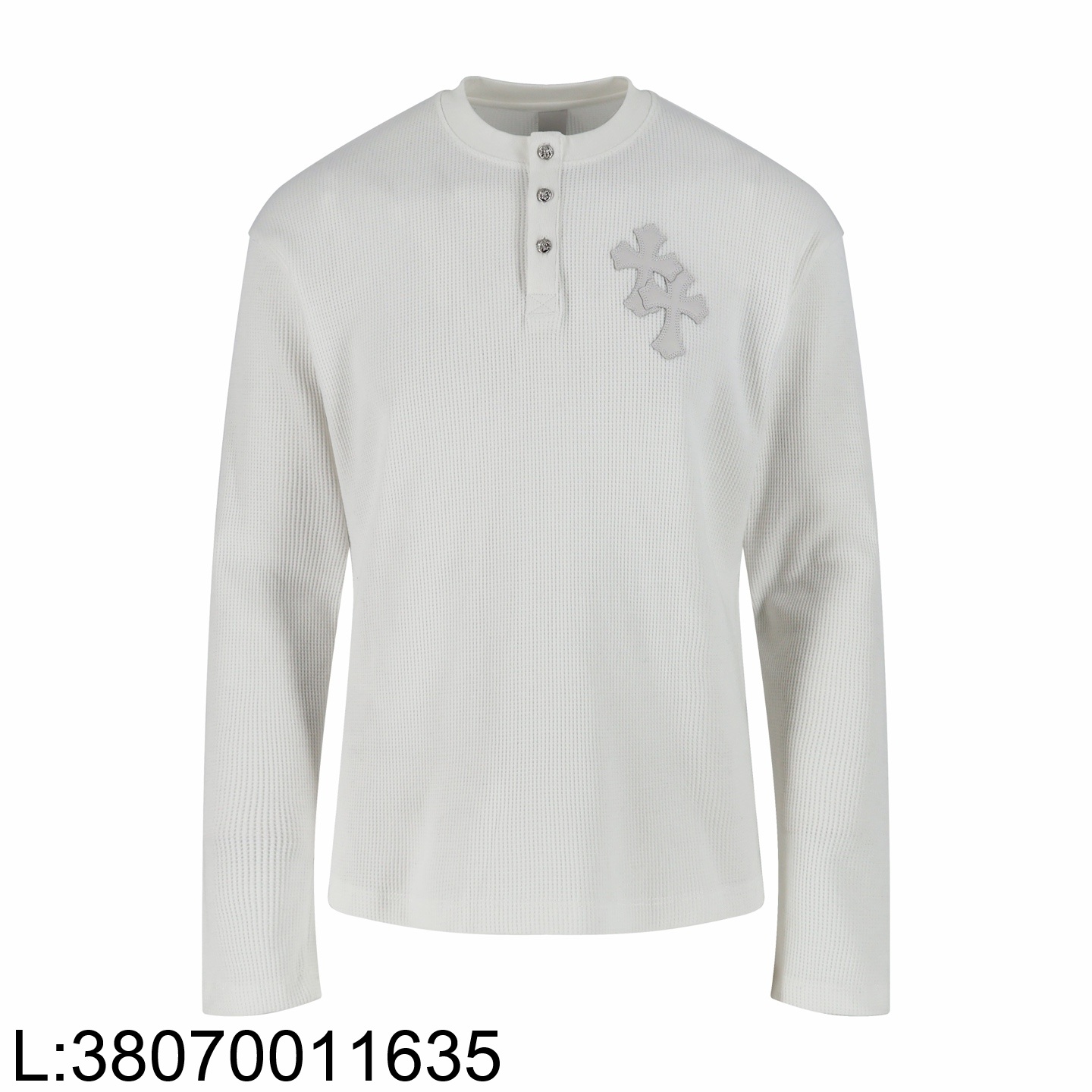 [잔디집2] 크롬하츠 레더 십자가 와플 긴팔티 화이트