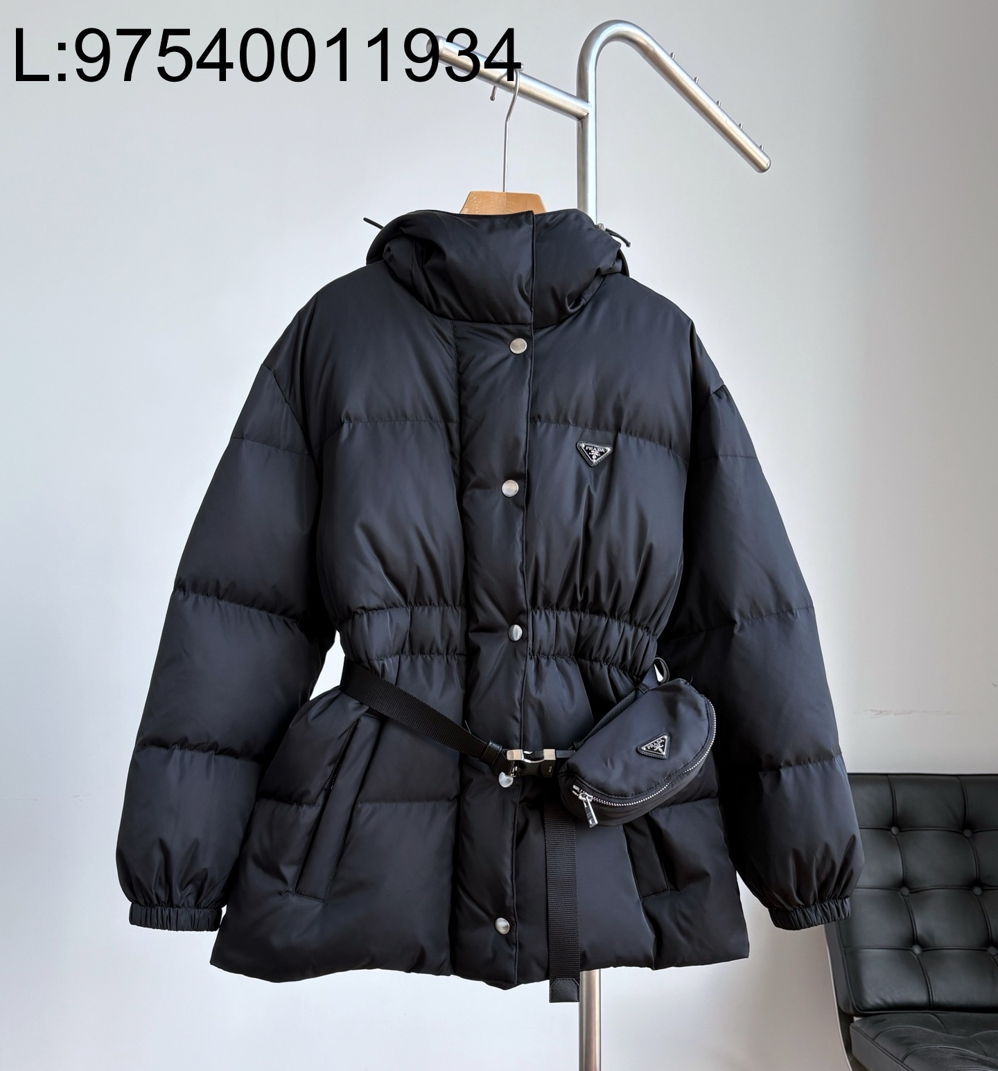 [GJ] 프라다 리나일론 벨티드 다운 자켓 백 롱 패딩 블랙