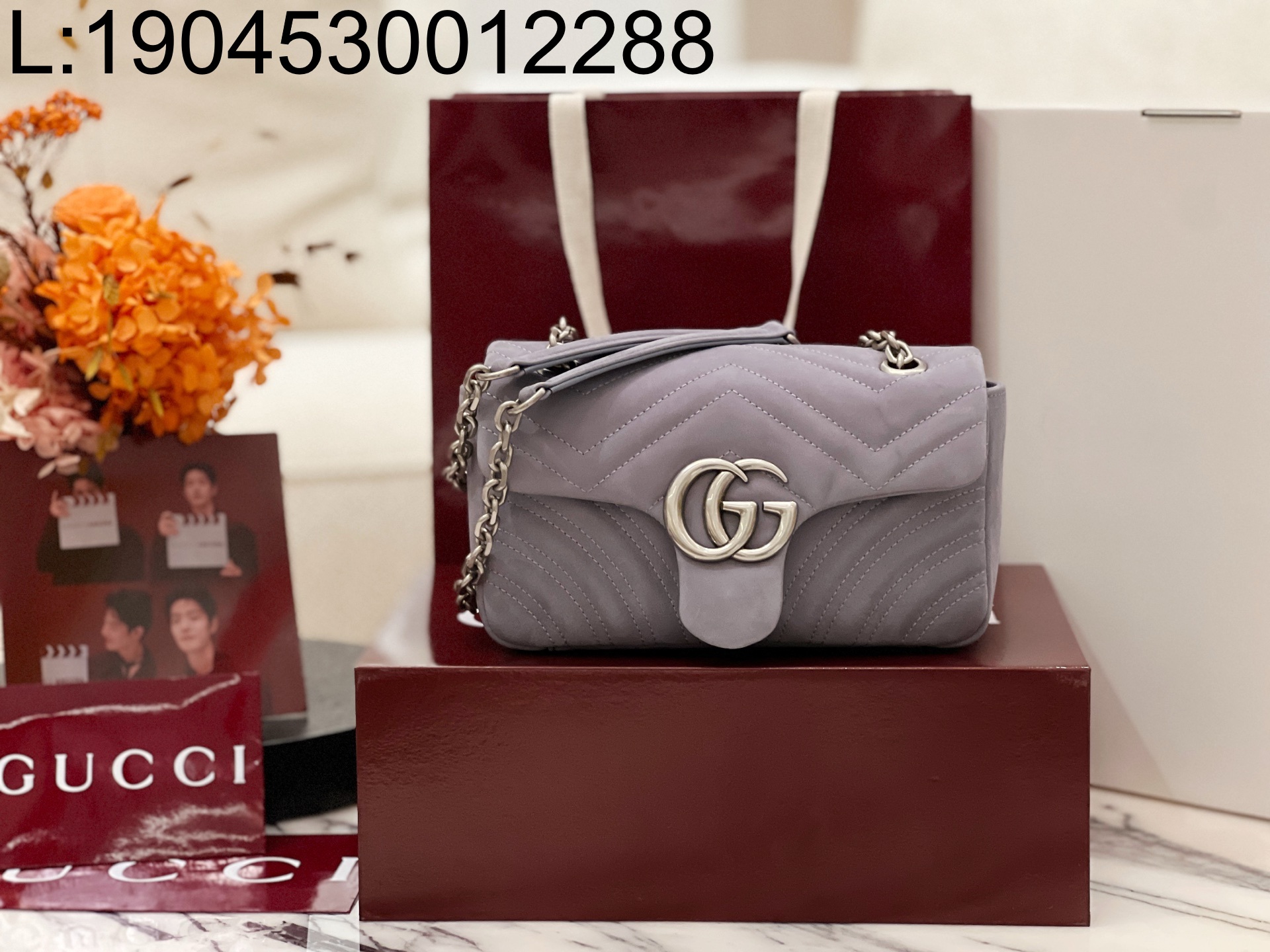 [JHL] 구찌 GG 마몽 스몰 숄더백 스웨이드 라이트 퍼플 837280 23*14*6cm