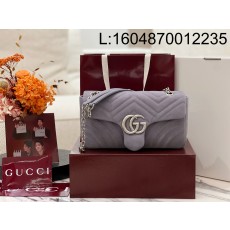 [JHL] 구찌 GG 마몽 미디엄 숄더백 스웨이드 라이트 퍼플 837267 26*15*7cm