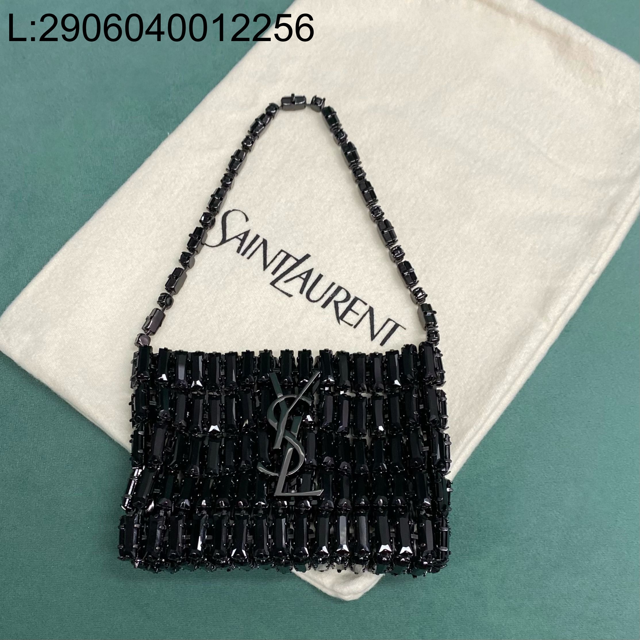 Pomegrante 생로랑 크리스털 소재 마이크로 EVENING 백 788380 11.5*8.5*2.5cm 블랙