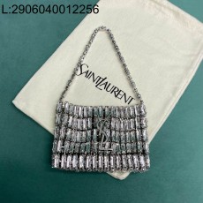 Pomegrante 생로랑 크리스털 소재 마이크로 EVENING 백 788380 11.5*8.5*2.5cm 은색