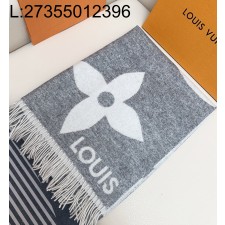 AGG 루이비통 점보 LV 플라워 캐시미어 태슬 스카프 그레이 70*200cm